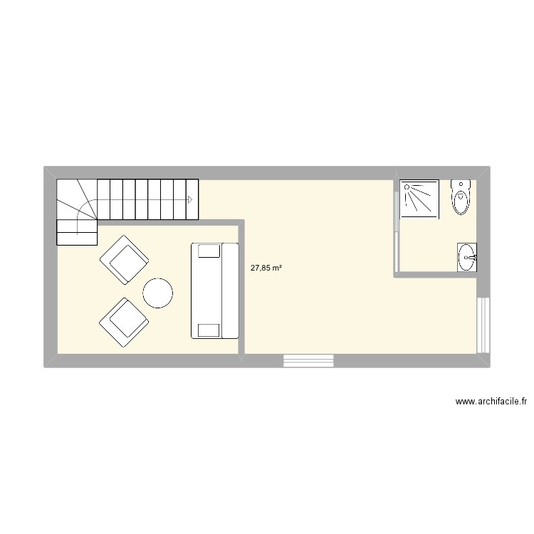 Boite2. Plan de 1 pièce et 28 m2