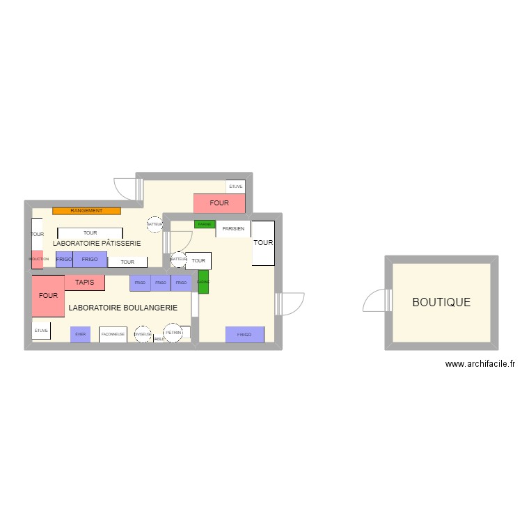 PLAN BOULANGERIE MC PA BL àé. Plan de 4 pièces et 53 m2