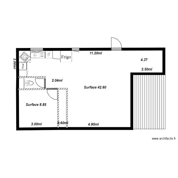 dodo. Plan de 3 pièces et 55 m2