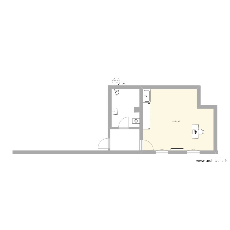 MAISON BAS 01. Plan de 1 pièce et 25 m2