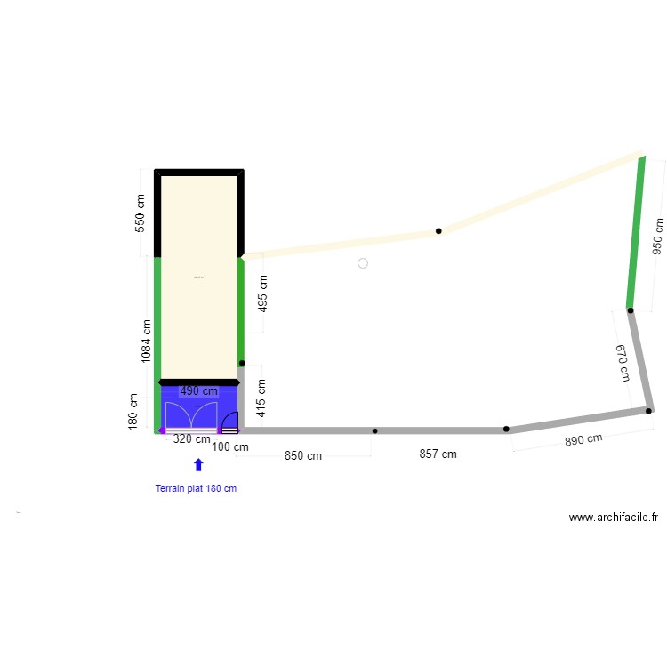 bled. Plan de 2 pièces et 75 m2