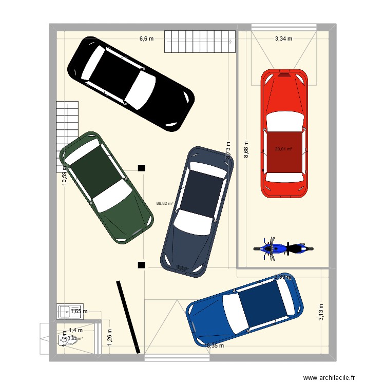 BAT LPV VOITURES. Plan de 3 pièces et 117 m2