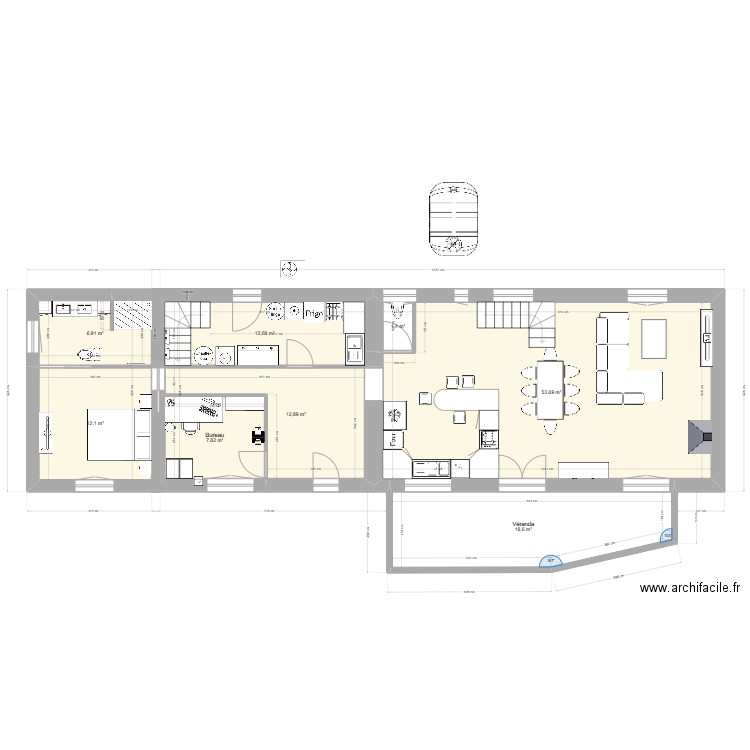 maison projet 1. Plan de 15 pièces et 253 m2