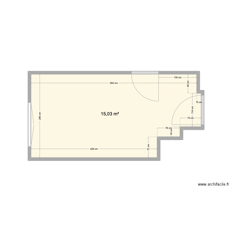 Studio 5 PND. Plan de 1 pièce et 15 m2