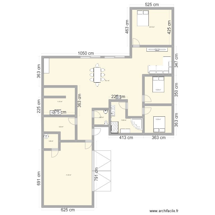 Idée N°2. Plan de 10 pièces et 197 m2