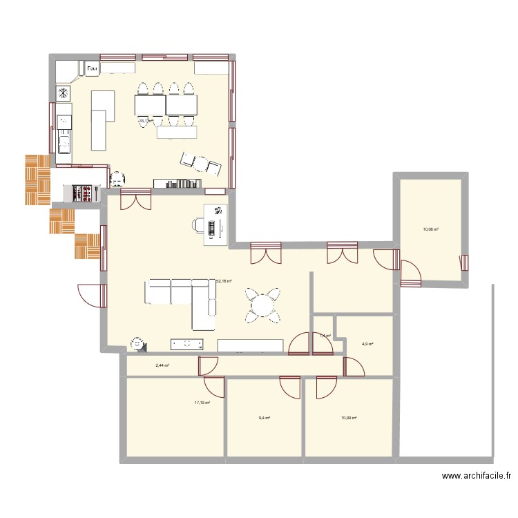 plan 1. Plan de 9 pièces et 142 m2