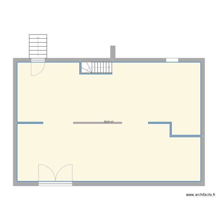 Dam. Plan de 1 pièce et 93 m2