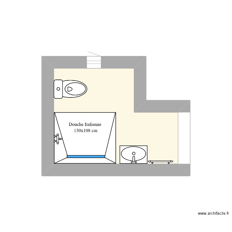 SDB Rez Montreal. Plan de 1 pièce et 4 m2