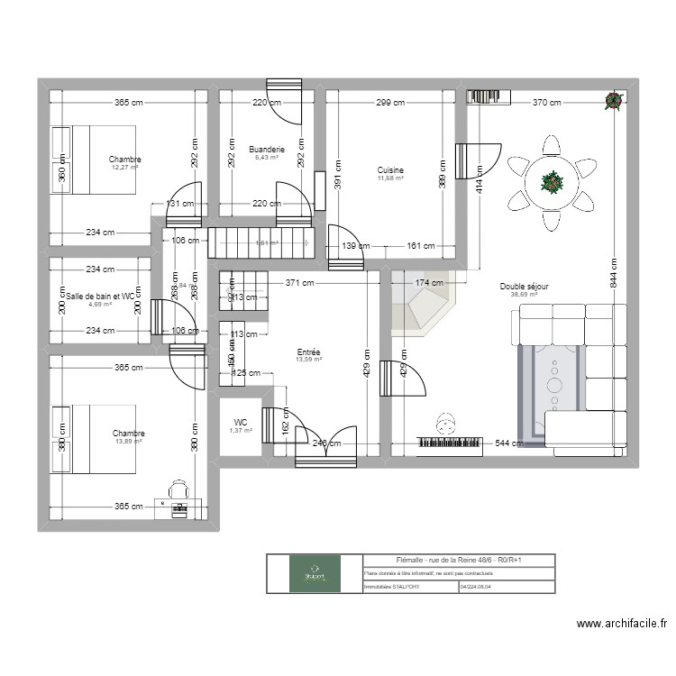 FLE REI 48 6 R0 +1. Plan de 10 pièces et 107 m2