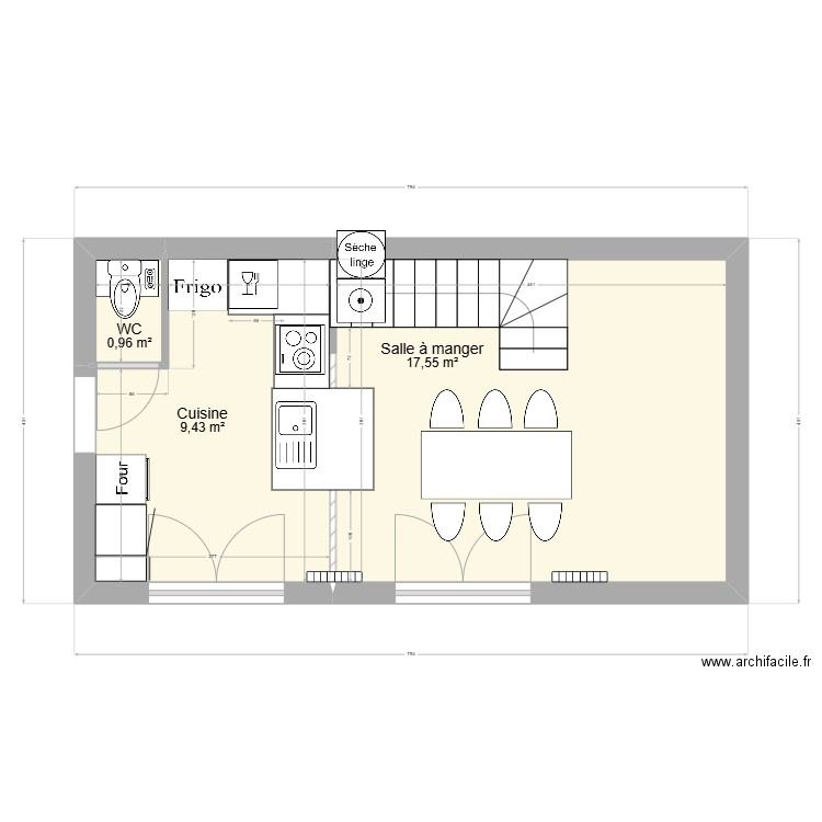 plan Auriane 3. Plan de 3 pièces et 28 m2