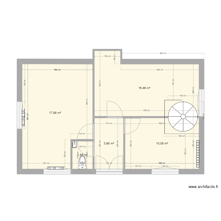 plan psychomotricienne modifié. Plan de 5 pièces et 49 m2