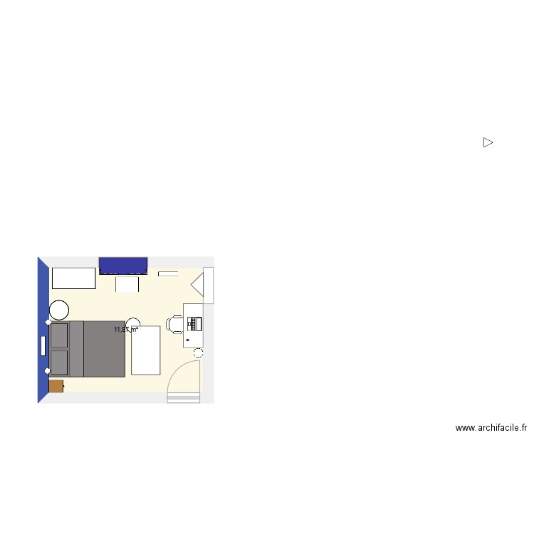 chambre. Plan de 1 pièce et 12 m2