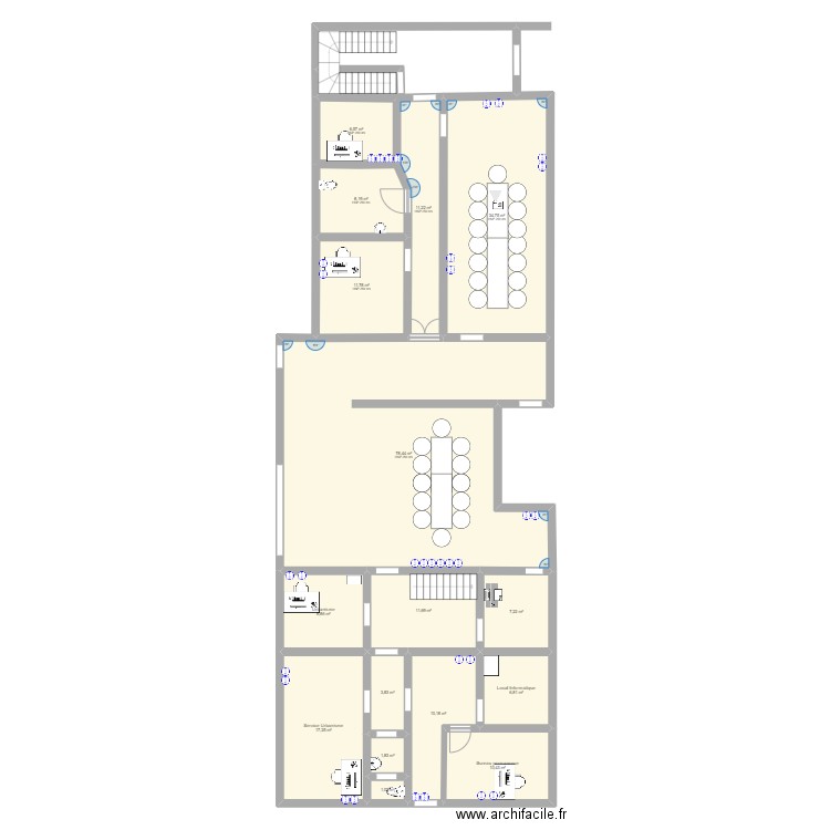 RDC005. Plan de 16 pièces et 230 m2