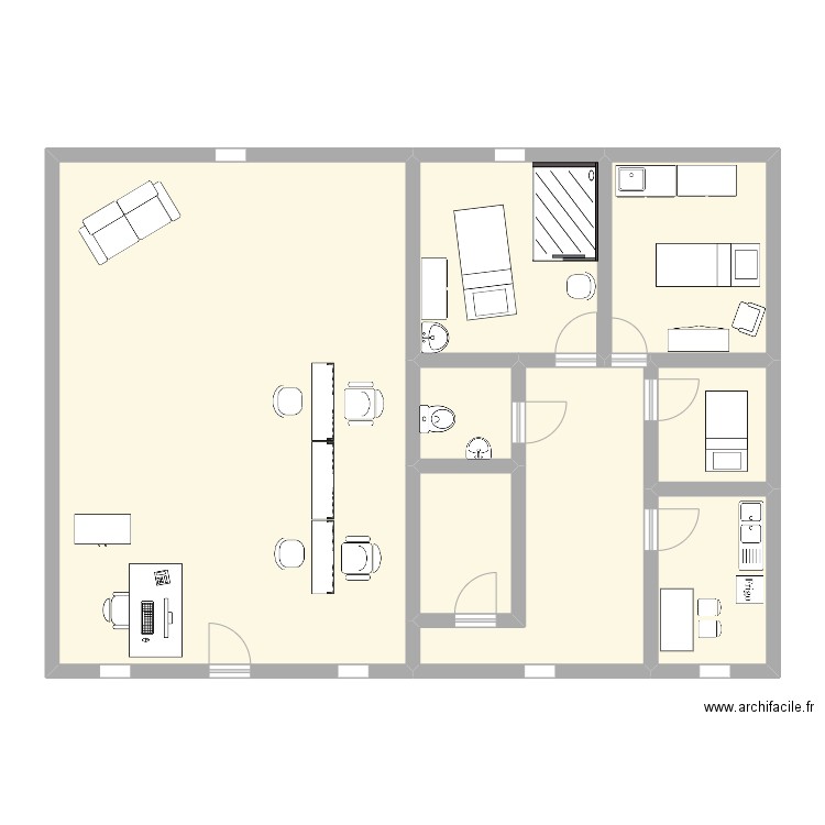 TRAVAIL. Plan de 8 pièces et 124 m2