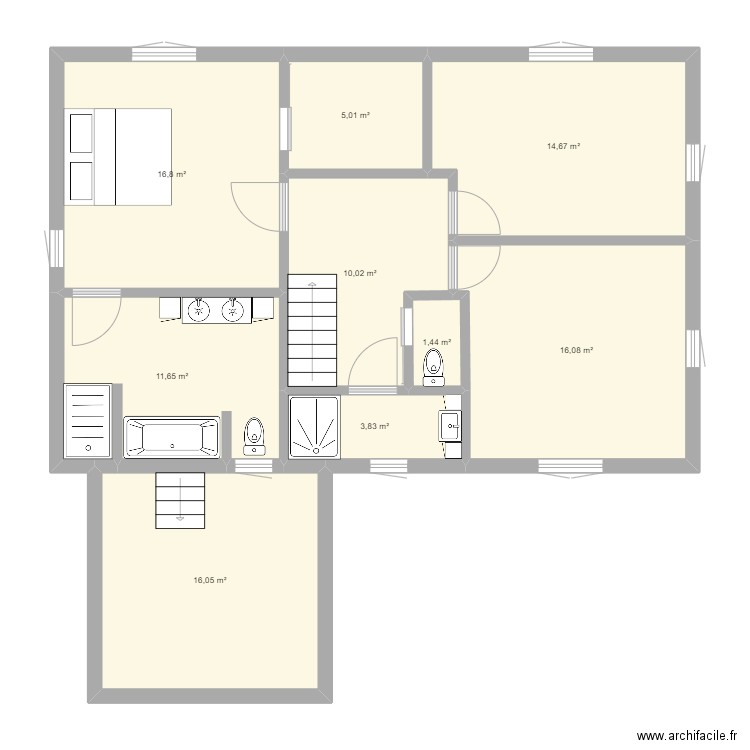 Maison Sart V2 - +1. Plan de 9 pièces et 96 m2