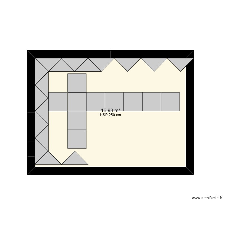 terrasse. Plan de 1 pièce et 17 m2