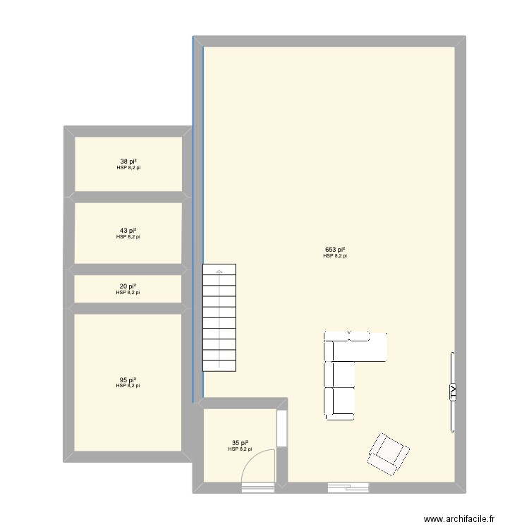 Sherrington. Plan de 6 pièces et 82 m2