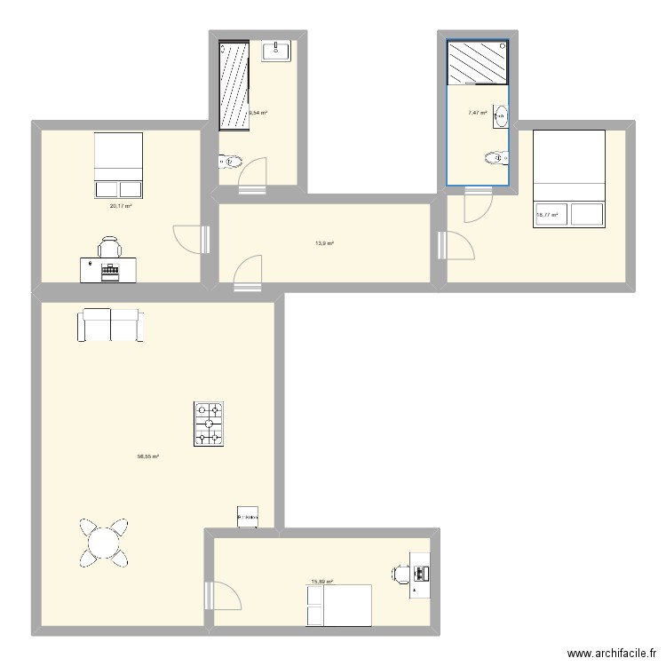 maison. Plan de 7 pièces et 142 m2