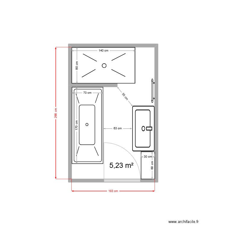 Salle de bain - Maison 60 Saint Louis. Plan de 1 pièce et 5 m2