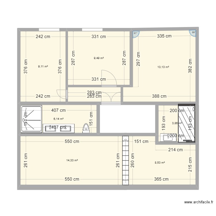 bessancourt. Plan de 8 pièces et 67 m2