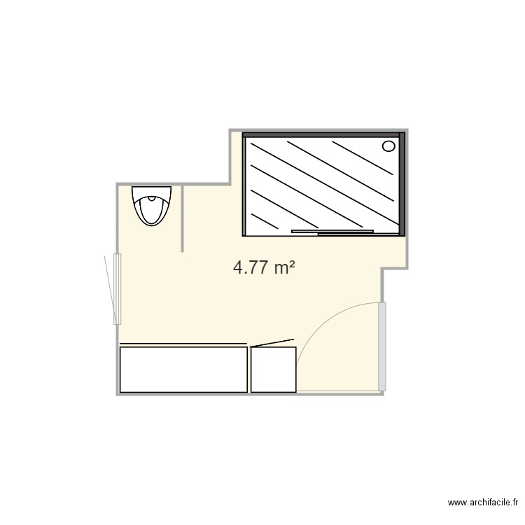 sdb. Plan de 1 pièce et 5 m2