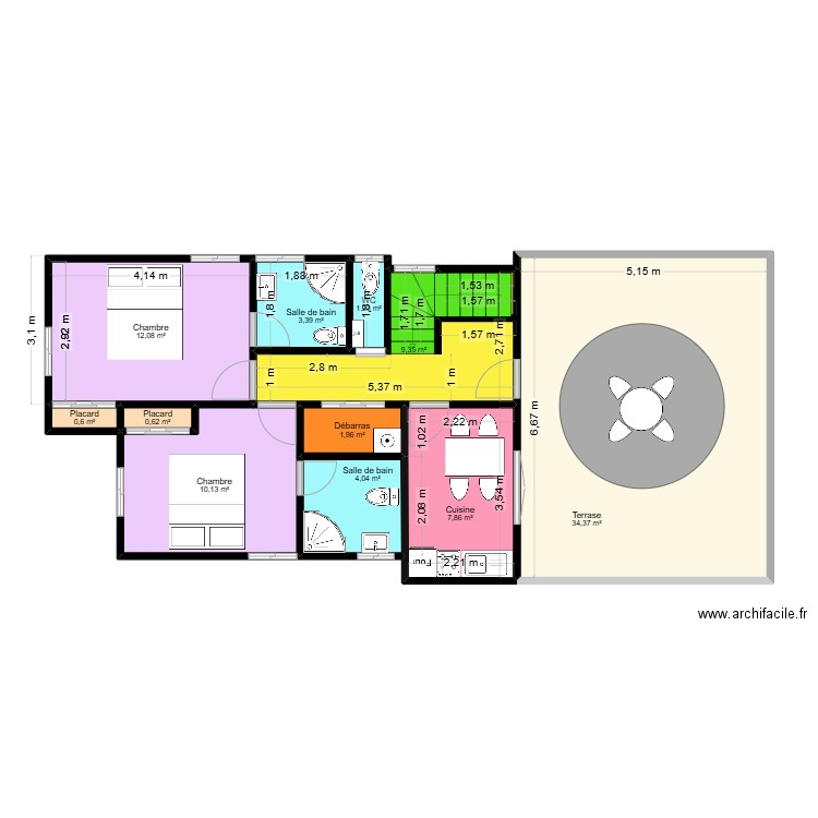 Dévikinmé. Plan de 11 pièces et 86 m2