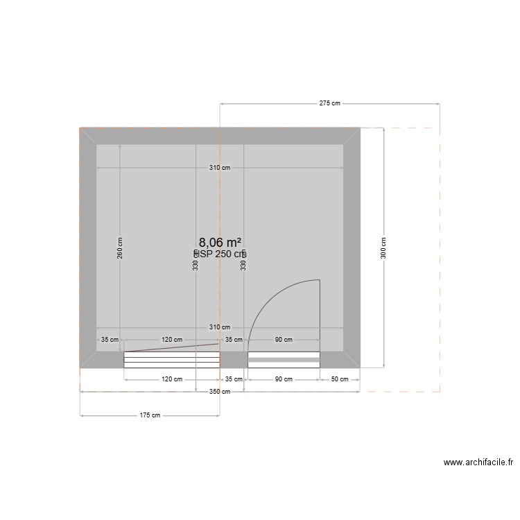 Plan cabanon. Plan de 1 pièce et 8 m2