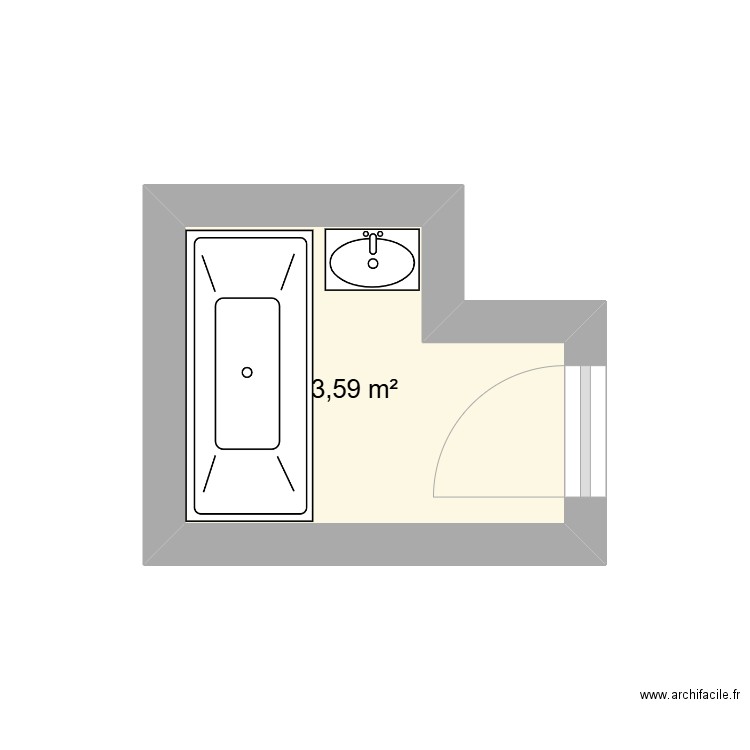 sdb. Plan de 1 pièce et 4 m2