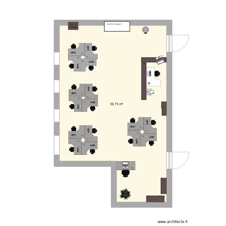 SALLE G1. Plan de 1 pièce et 37 m2