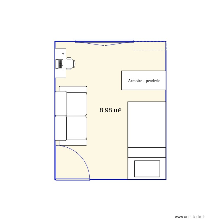 Chambre Alexandre. Plan de 1 pièce et 9 m2