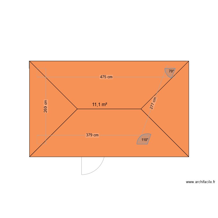 test. Plan de 1 pièce et 11 m2