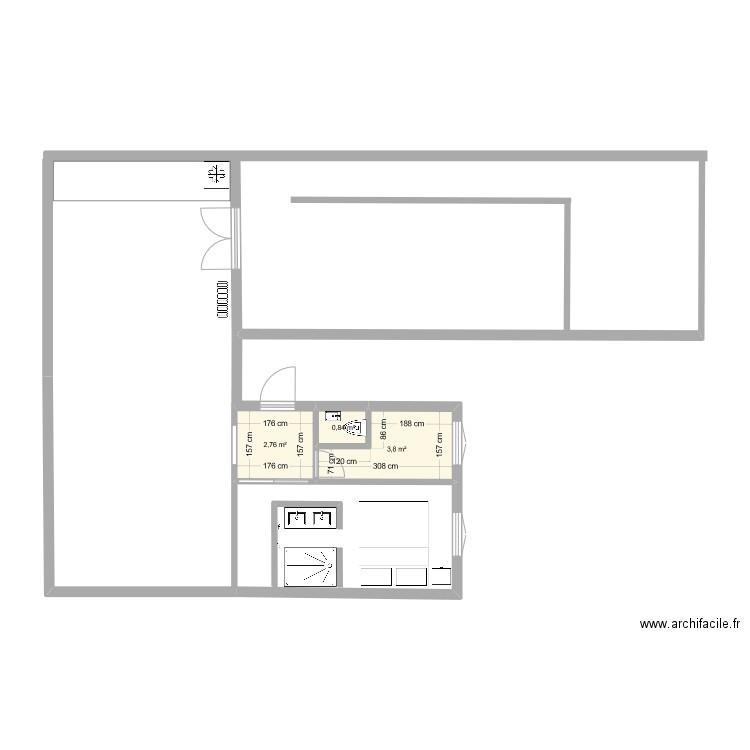 épinettes. Plan de 3 pièces et 7 m2