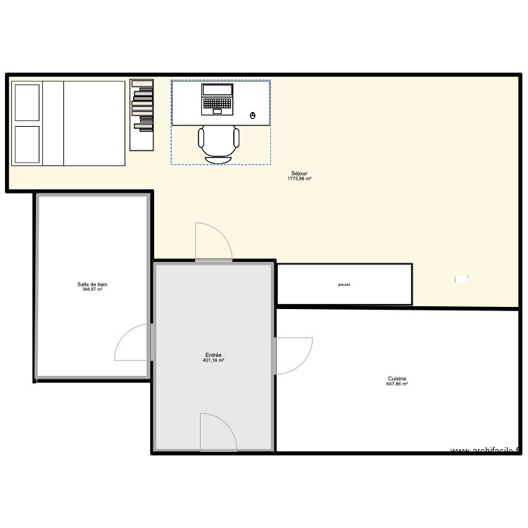 Mon studio. Plan de 4 pièces et 3192 m2