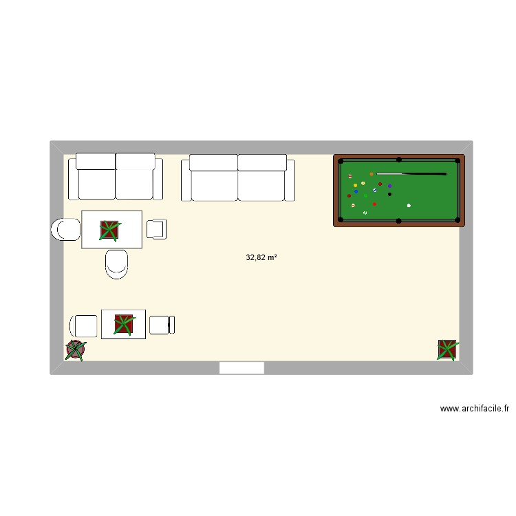 projet bureau. Plan de 1 pièce et 33 m2