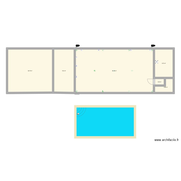 Piscine dannemois. Plan de 6 pièces et 132 m2