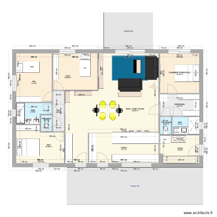 LA BOISSIERE - AVP 3 - MEUBLÉ. Plan de 14 pièces et 127 m2