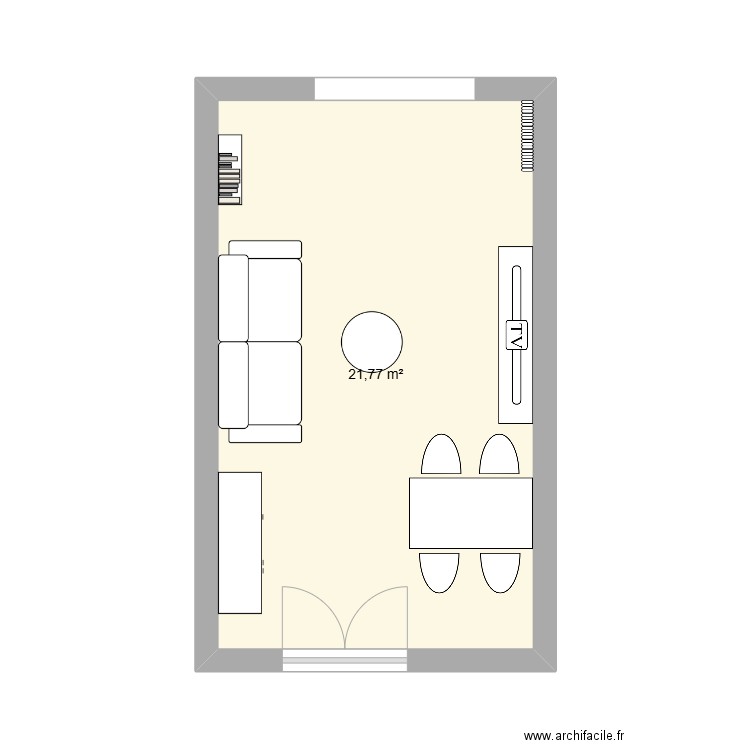 salon. Plan de 1 pièce et 22 m2