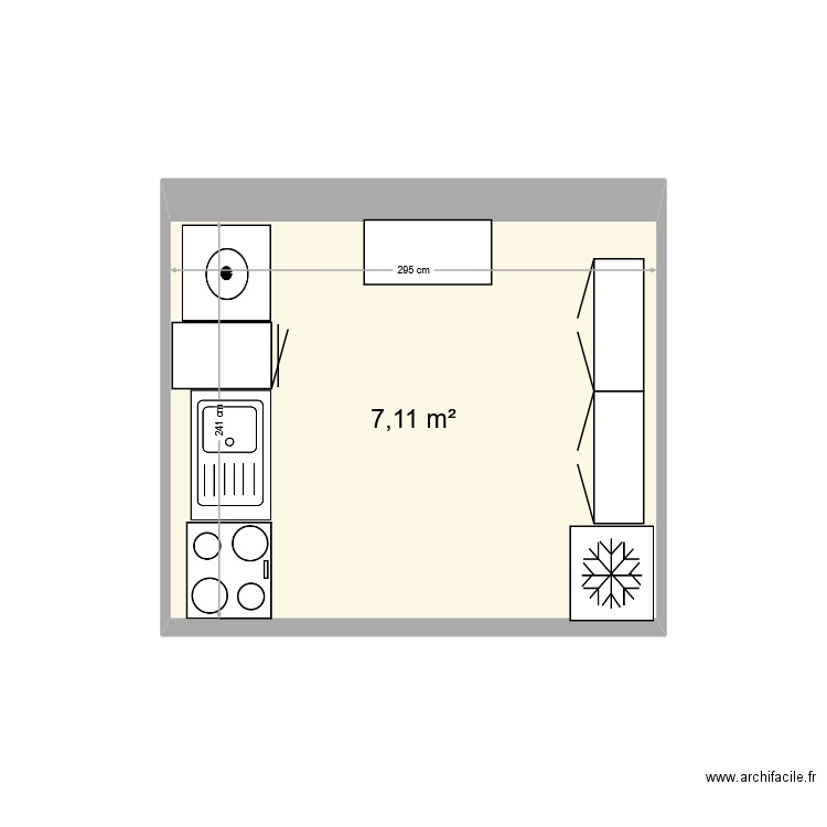 Cuisine fabienne Essai1. Plan de 1 pièce et 7 m2