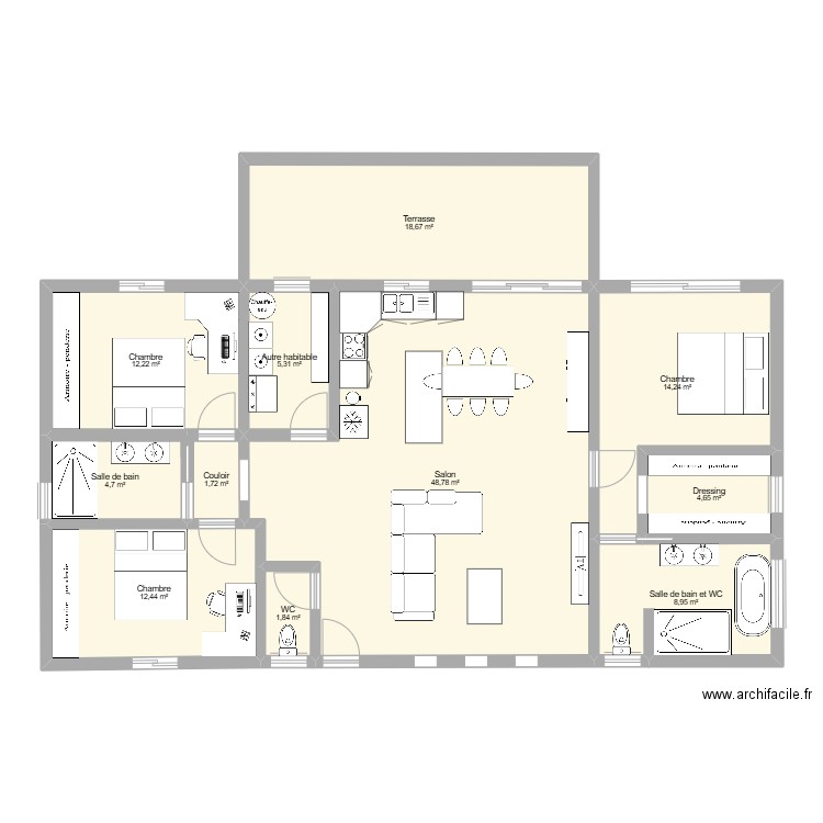 plan 5. Plan de 11 pièces et 134 m2