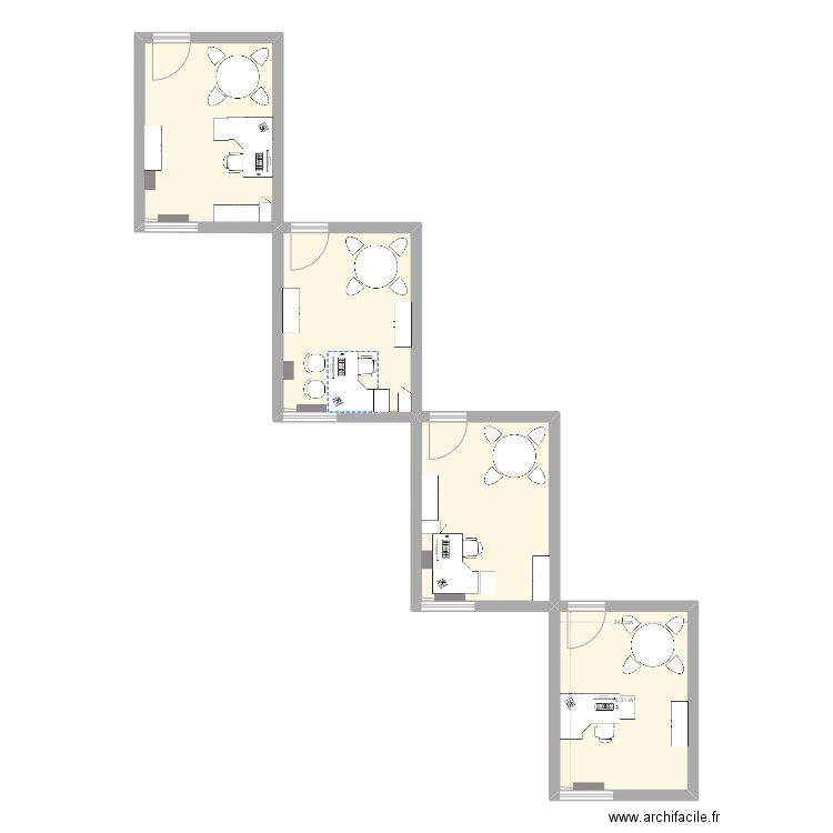 bureau manuela 2. Plan de 4 pièces et 65 m2