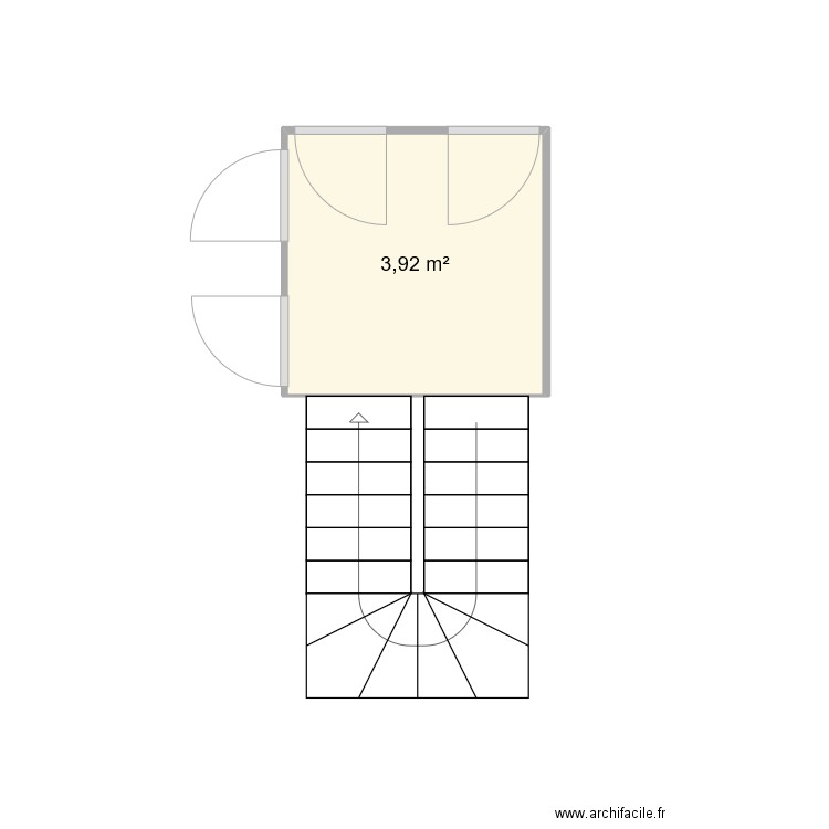 Palier 2nd. Plan de 1 pièce et 4 m2