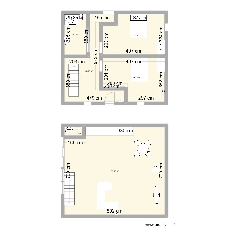 tremm. Plan de 5 pièces et 107 m2