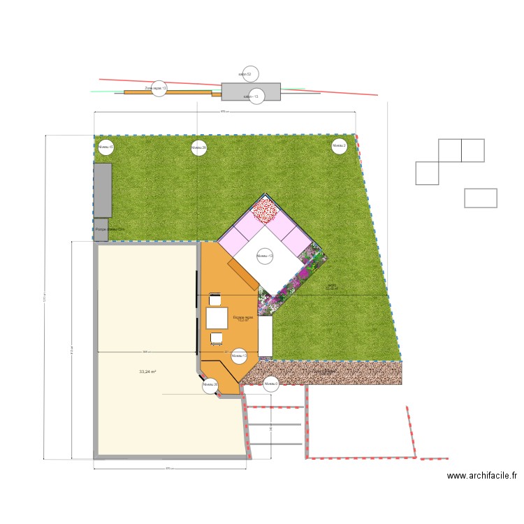 Option coconing. Plan de 1 pièce et 33 m2