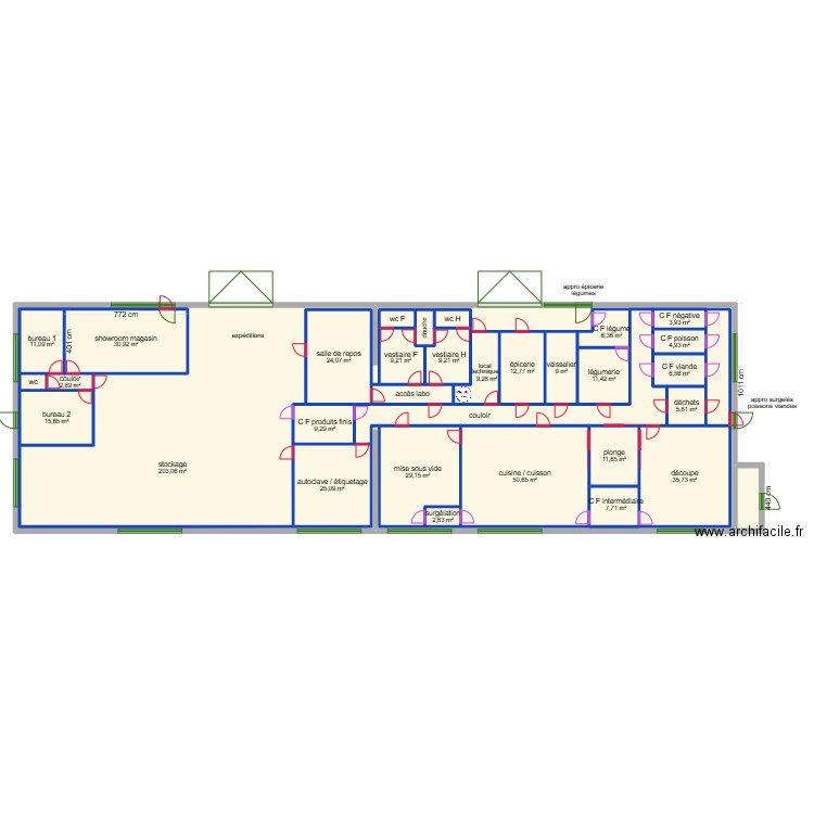 conserverie nouveau site projet 2 version 2. Plan de 33 pièces et 1042 m2