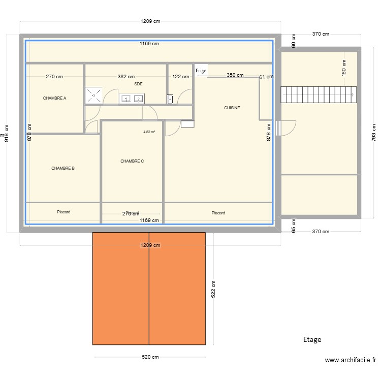 etage projet. Plan de 12 pièces et 223 m2