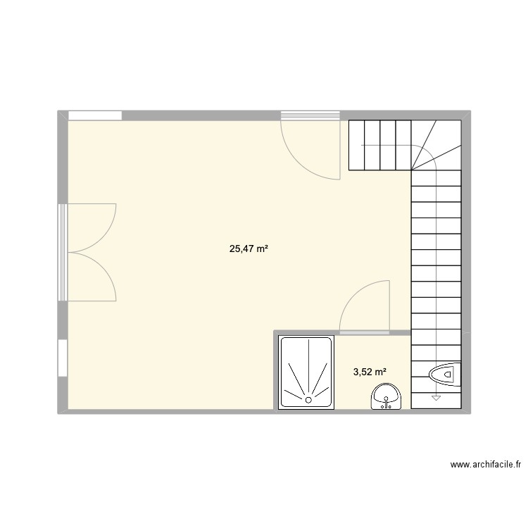 Maison Petite. Plan de 2 pièces et 29 m2