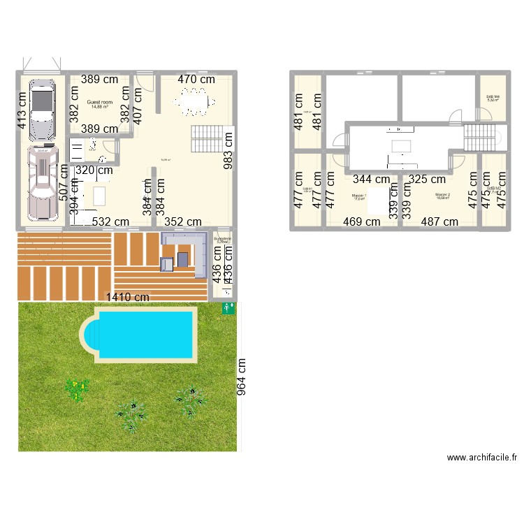 Daka Arz . Plan de 11 pièces et 200 m2