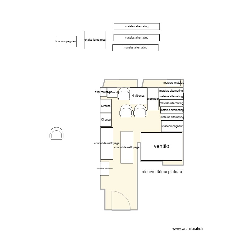 réserve centrale3ème plateau. Plan de 3 pièces et 15 m2