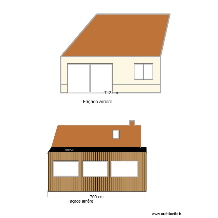 façade MAG. Plan de 6 pièces et 46 m2