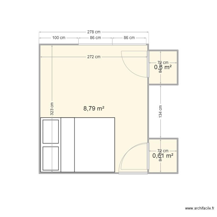 Lyon Coloc Chambre. Plan de 3 pièces et 10 m2